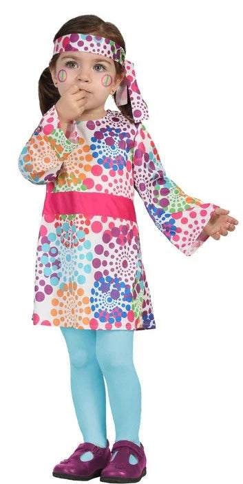 Disfraz de Niña Hippie Multicolor para Bebé Hippie Atosa